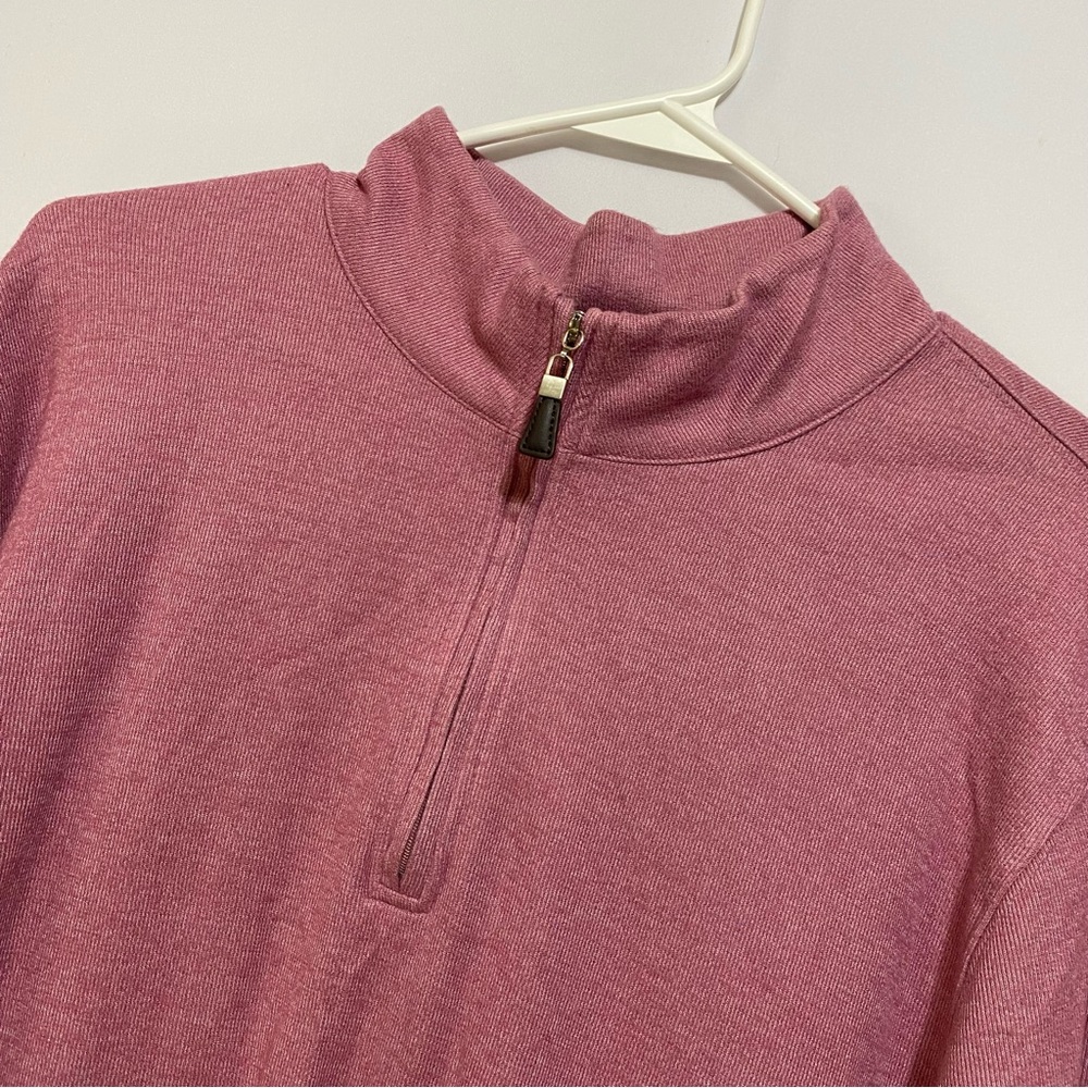 Magaschoni Men 1/4 Zip Pullover Sweatshirt Mock Neck Stretch Pink Large